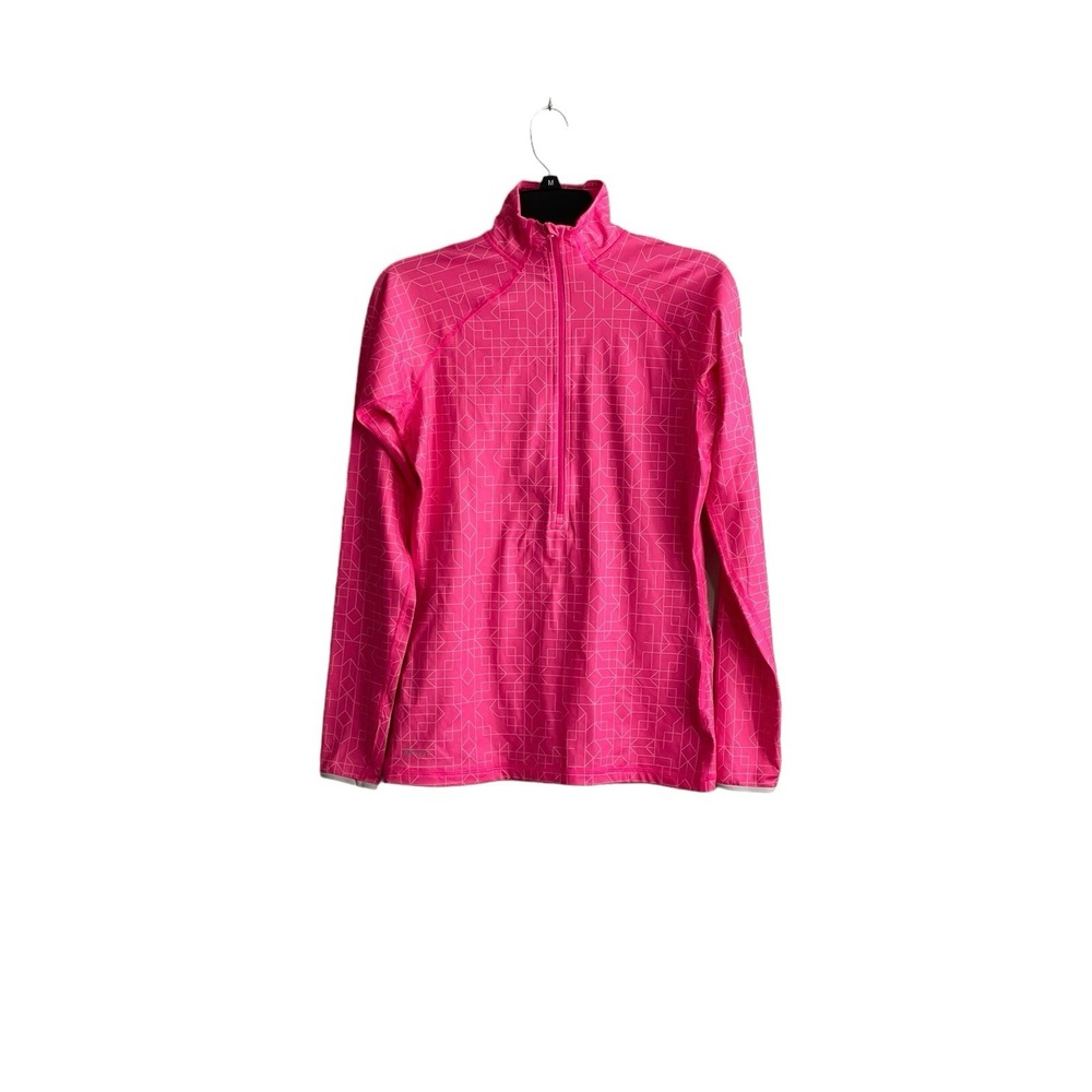 Nike Pro 1/2 Zip Pullover Shirt Womens Medium Pink Long Sleeve Fitted Mock Neck